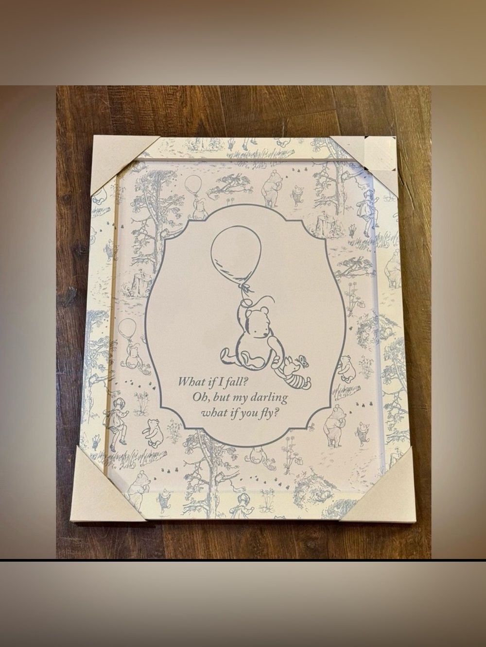 Winnie the Pooh Beige Nursery Wall Art - Inspirational Quote